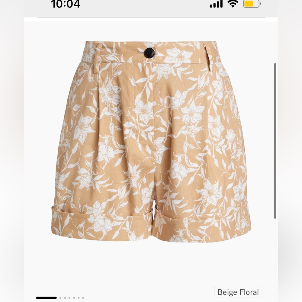 NWT Rag & Bone ivory printed floral linen shorts. Size 6